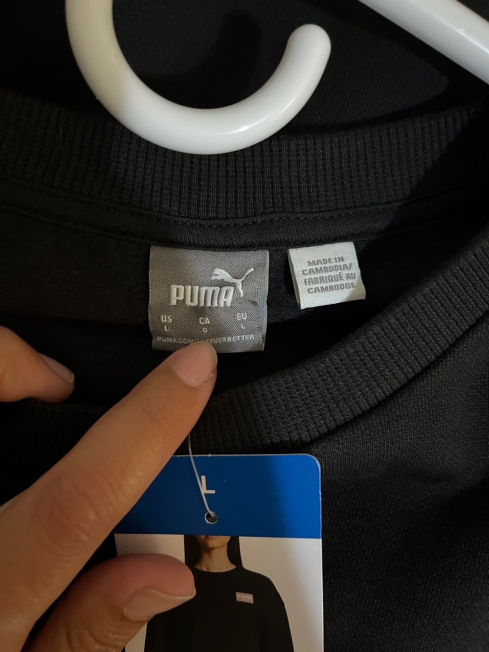 Puma Black Crew Sweatshirt with Tan Patch - Picture 3 of 6